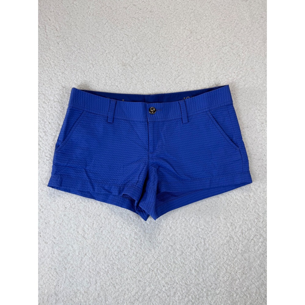 Lilly Pulitzer Walsh Seersucker Shorts Blue Cotton Size 10
